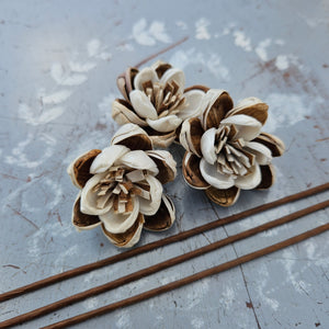 Handmade Flowers - Sola Flower Brown/White - 4cm