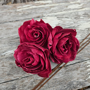 Handmade Flowers - Sola Flower Burgundy Pink Rose - 9cm