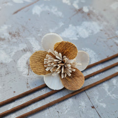 Handmade Flowers - Sola Flower Beige/White Pansy - 4.5cm