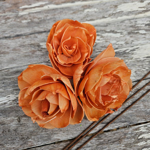 Handmade Flowers - Sola Flower Soft Burnt Orange Rose - 10cm