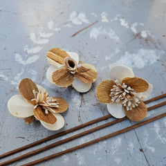 Handmade Flowers - Sola Flower Beige/White Pansy - 4.5cm