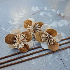 Handmade Flowers - Sola Flower Beige/White Pansy - 4.5cm